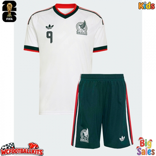 Mexico Raul Jimenez #9 Replica Away Stadium Kit for Kids World Cup 2026 Short Sleeve (+ pants)